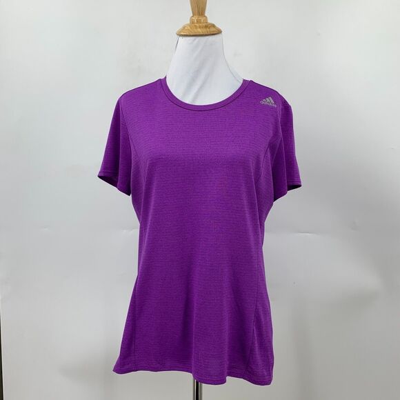 Adidas Climalite Tee Shirt Womens M Purple Crew Neck Performance Short Sleeve - Picture 2 of 9